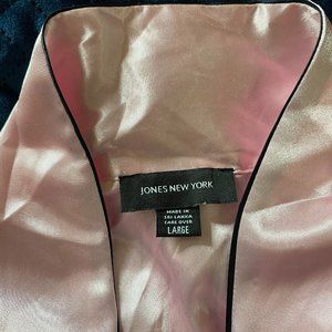 Jones New York Satin Pajama Set pink with black stripes, Misses Large